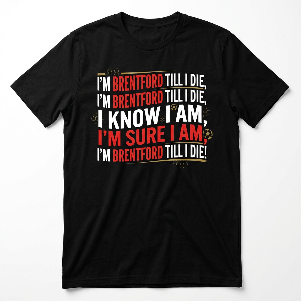 Black Brentford Till I Die full chant T-shirt