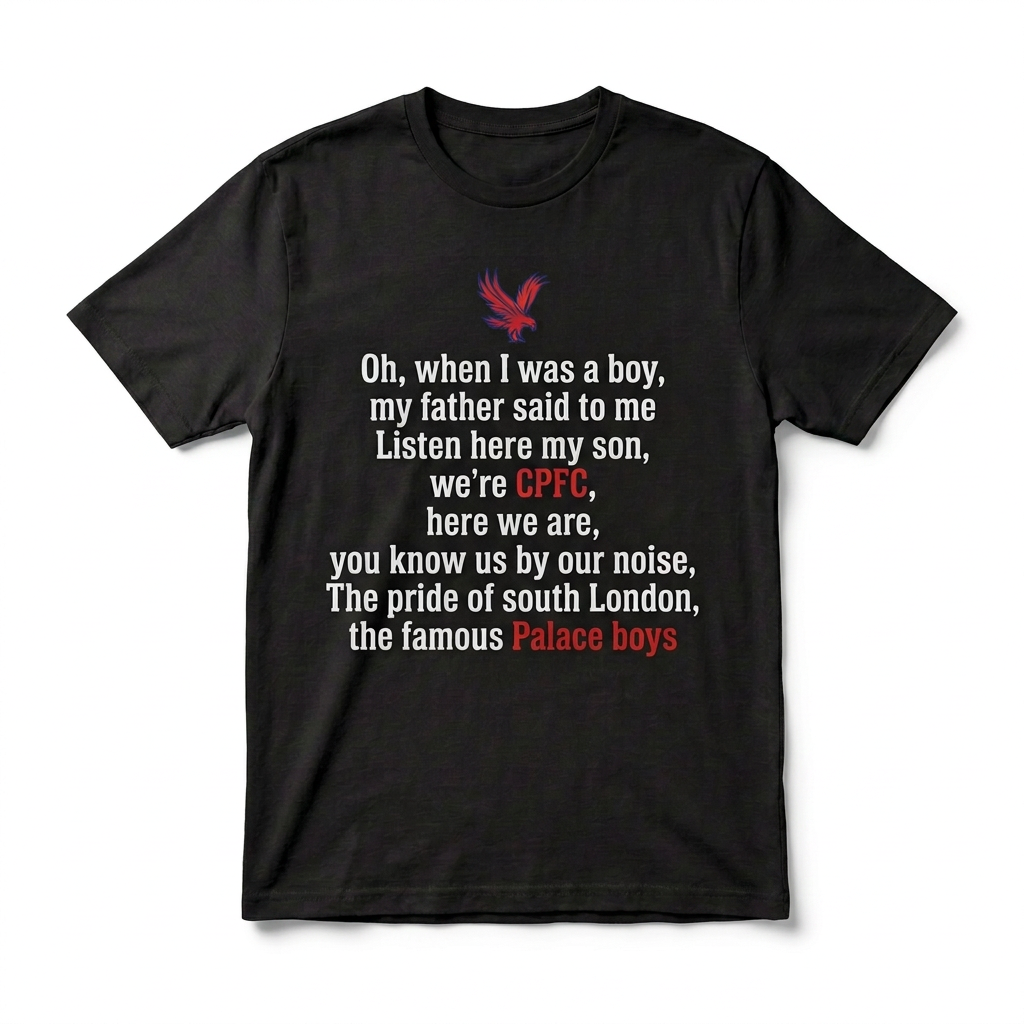 Black Palace chant T-shirt on a white background
