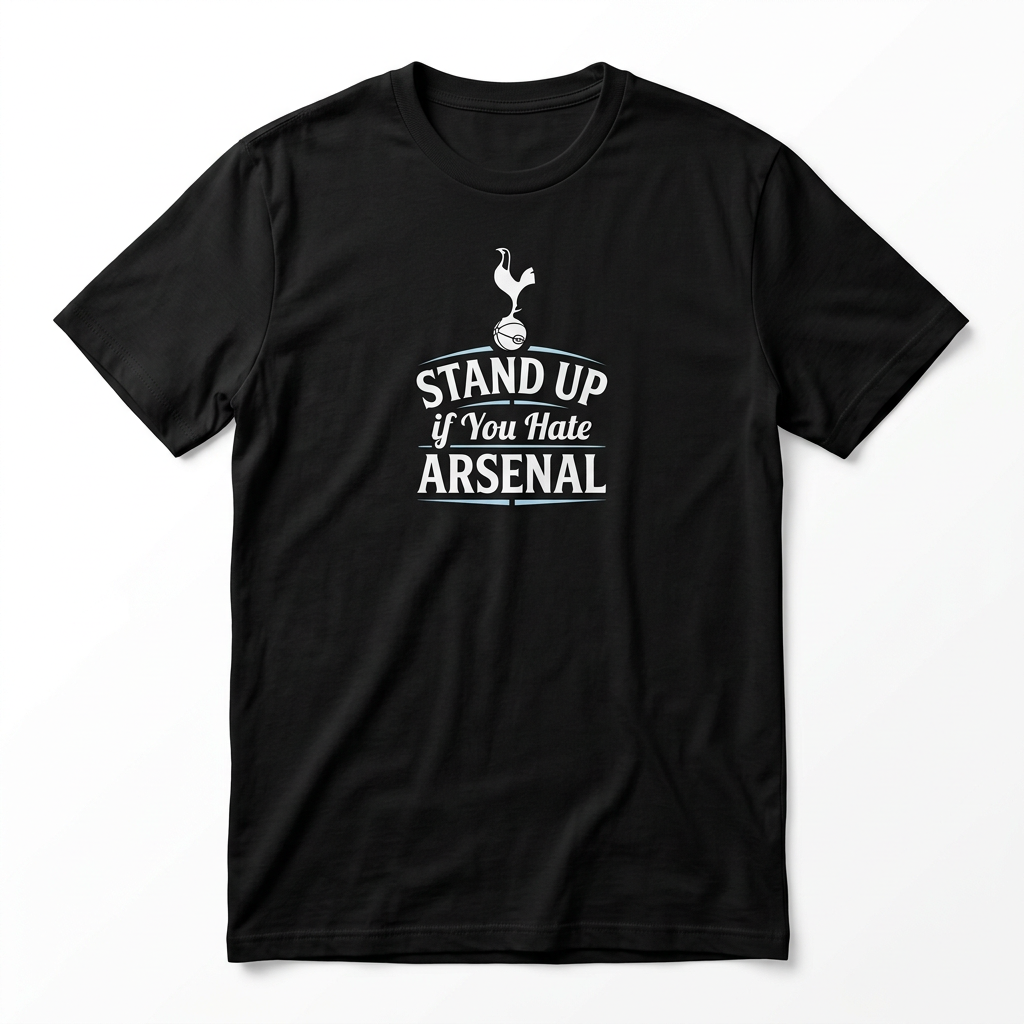 Black Spurs crest T-shirt with Stand Up if You Hate Arsenal wording