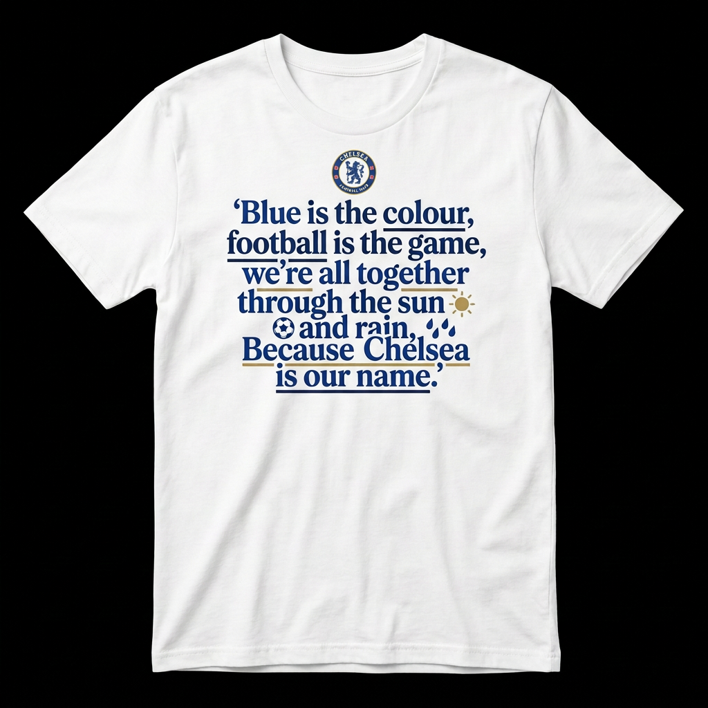 Chelsea T-shirt with crest centred above the chant