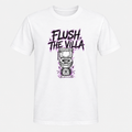 Flush the Villa Coventry City design printed on a white T-shirt