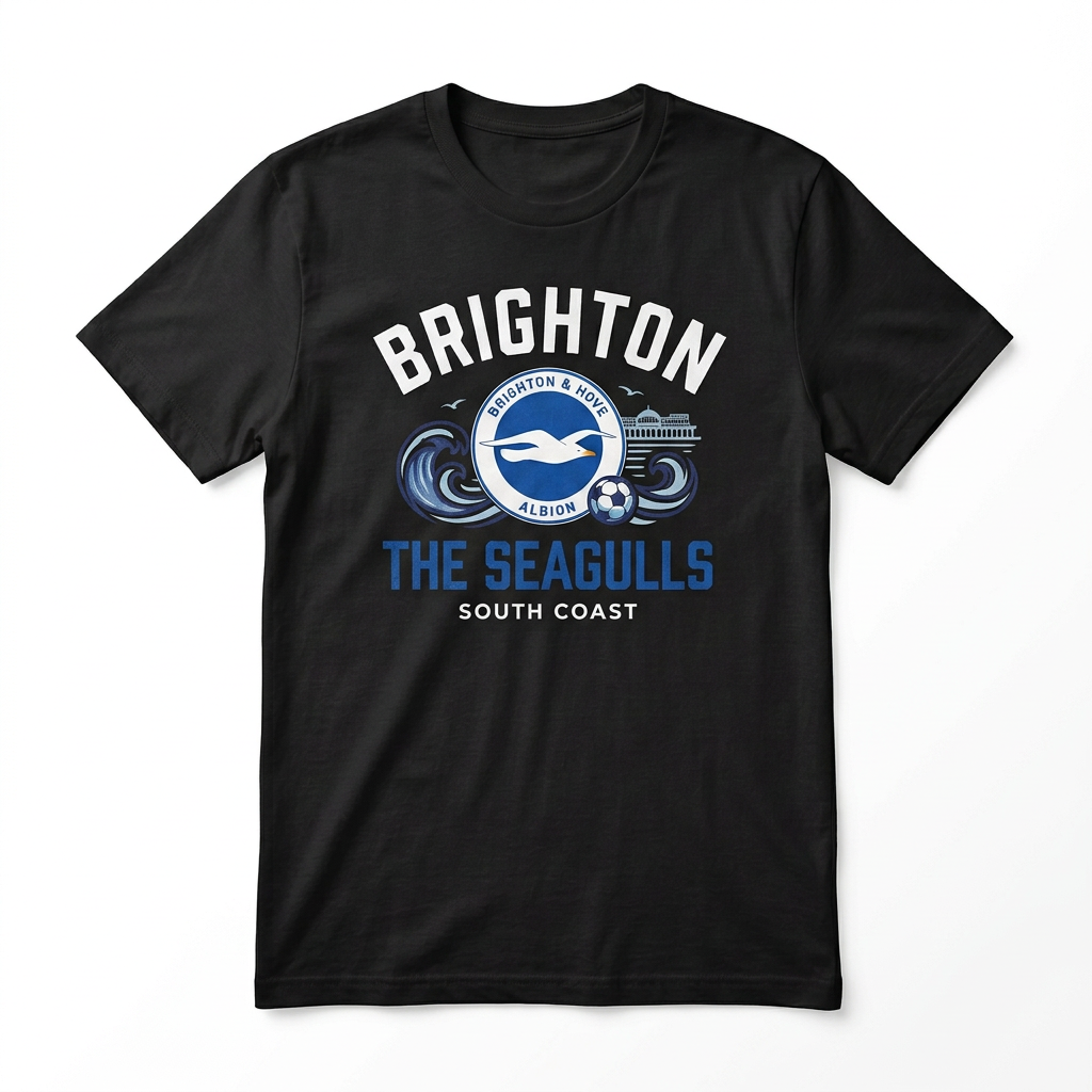 Black Brighton The Seagulls badge T-shirt
