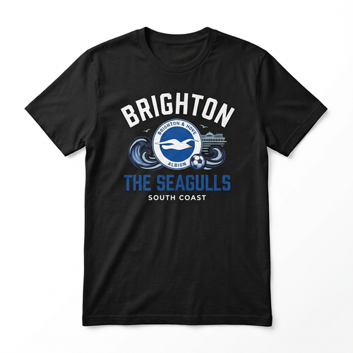 Black Brighton The Seagulls badge T-shirt