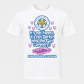 Leicester City blue-outline It's Not Forest design on a white T-shirt