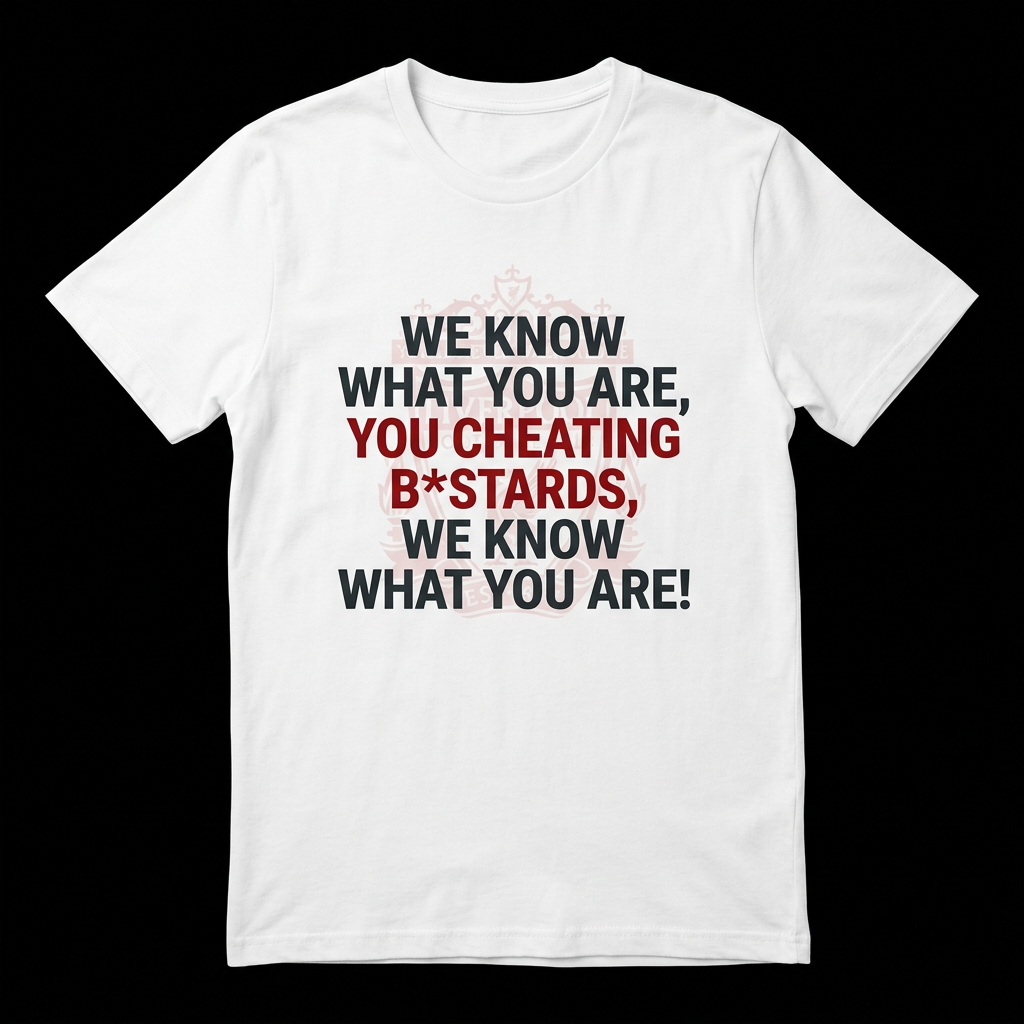 Liverpool chant T-shirt with faded badge background
