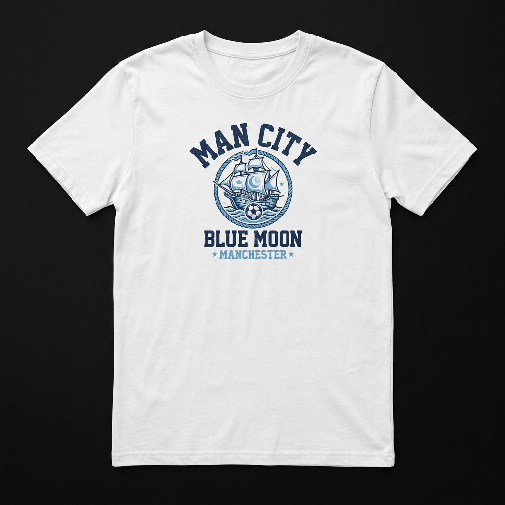 Man City-inspired Blue Moon T-shirt design