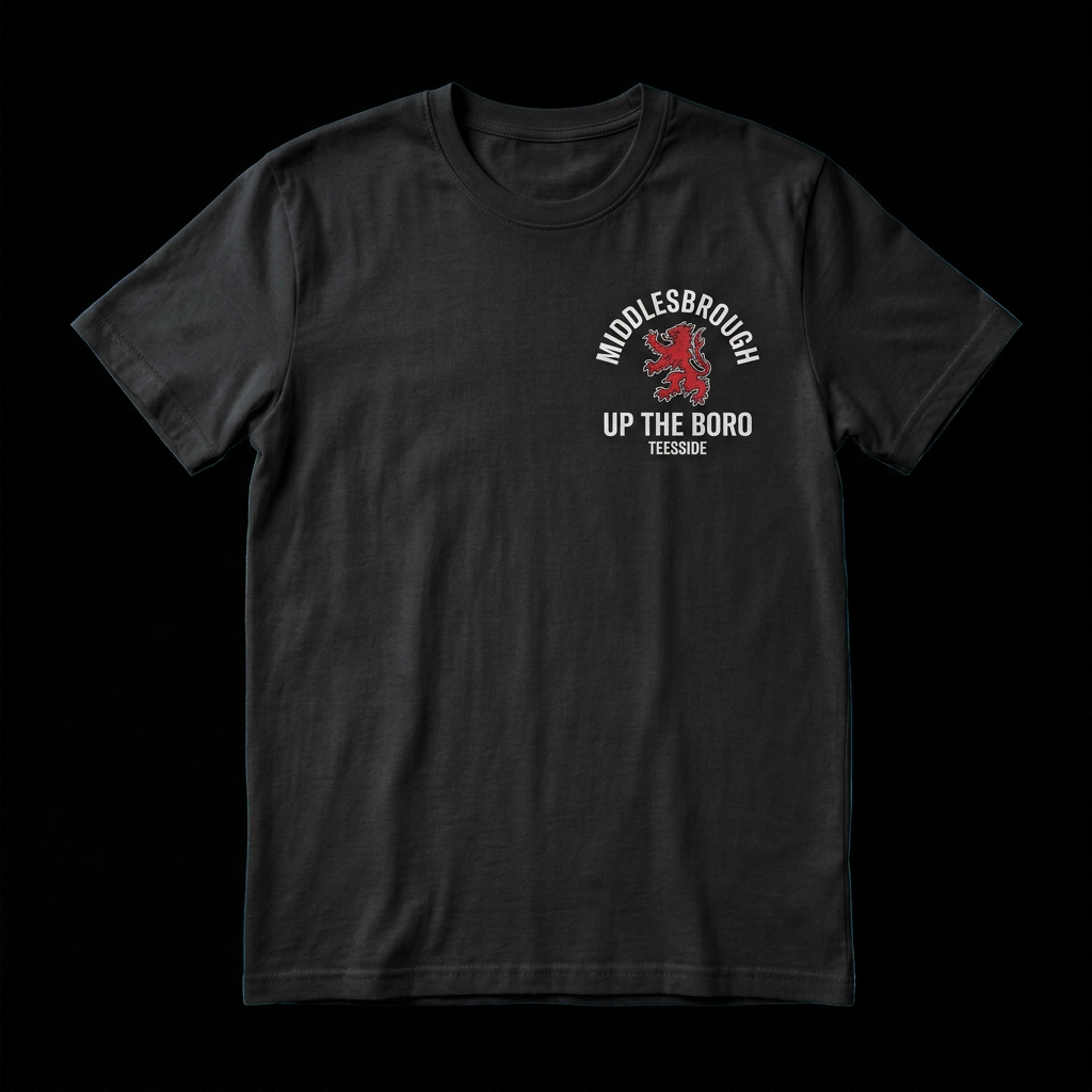 Middlesbrough design on a black T-shirt