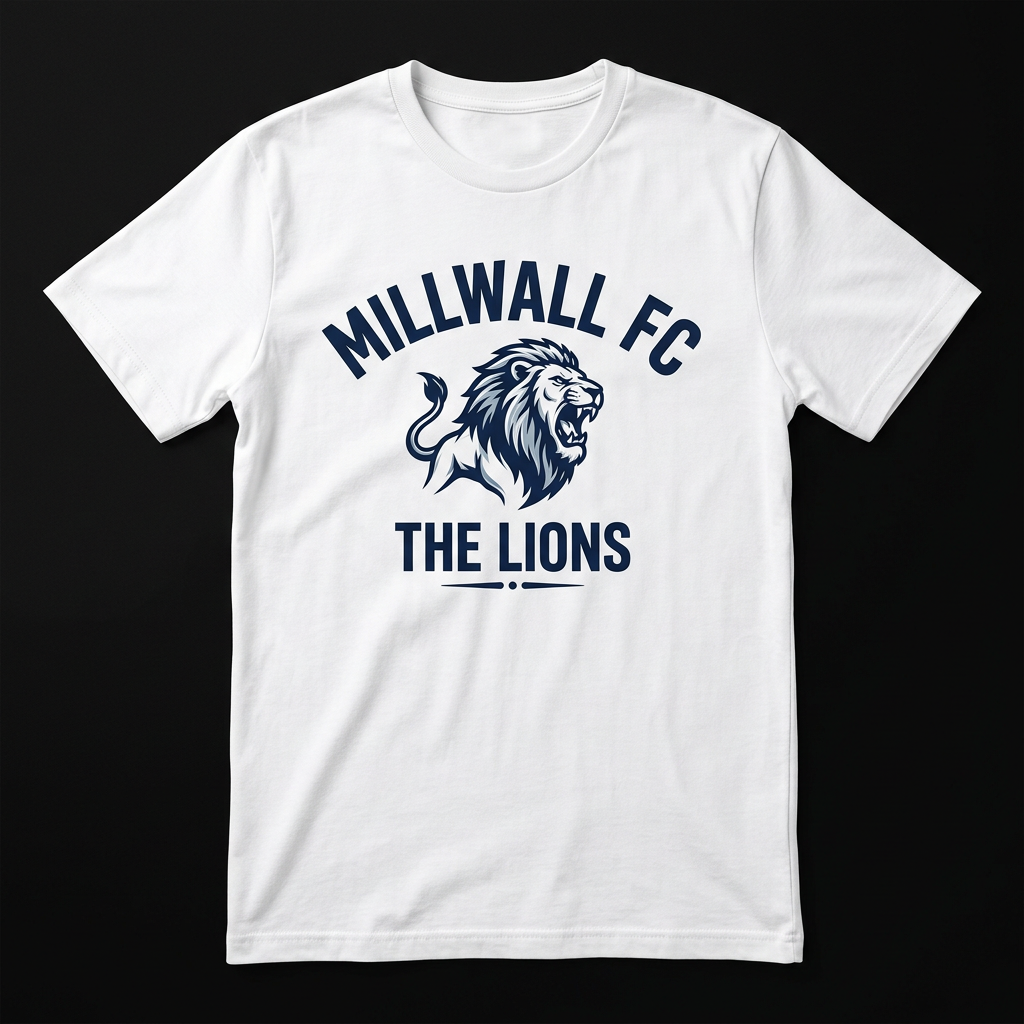 Millwall FC lion design on a white T-shirt