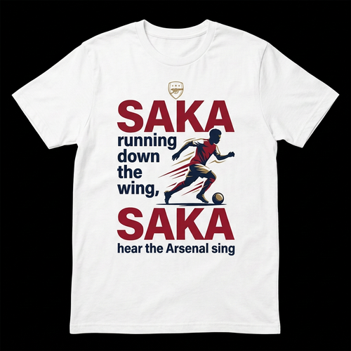 Saka T-shirt mockup with smaller chest design