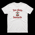 Southampton badge tee with You skate bastards wording